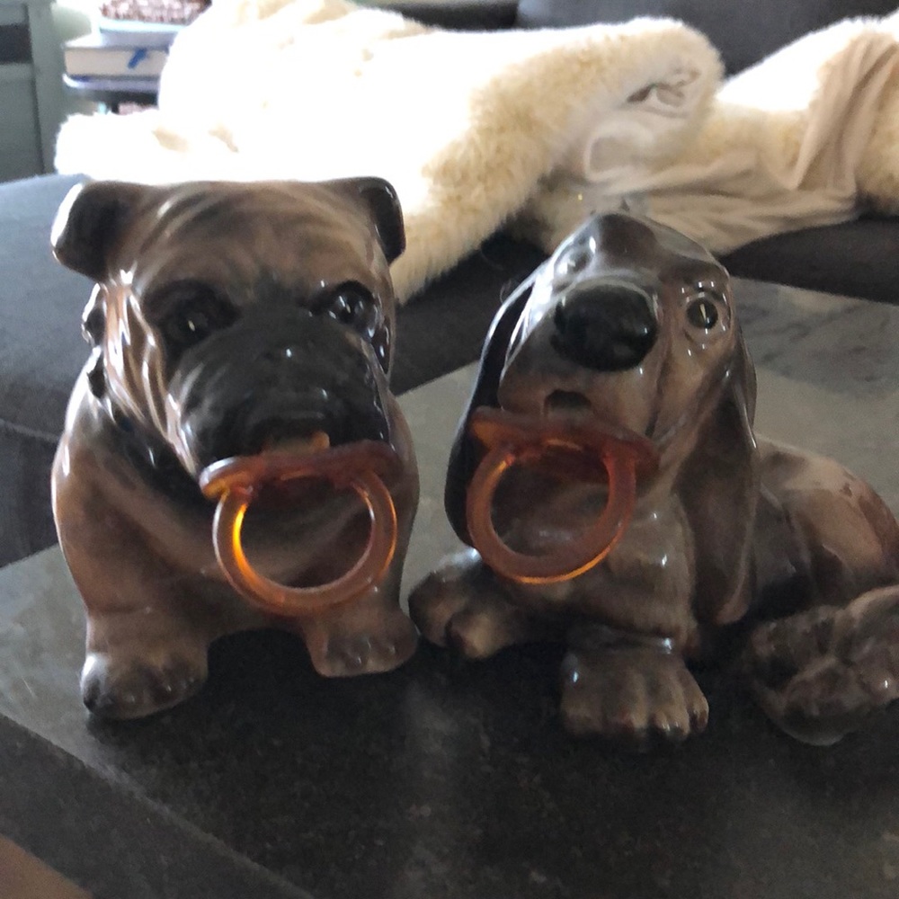 Dog statues . Fragile . So cute